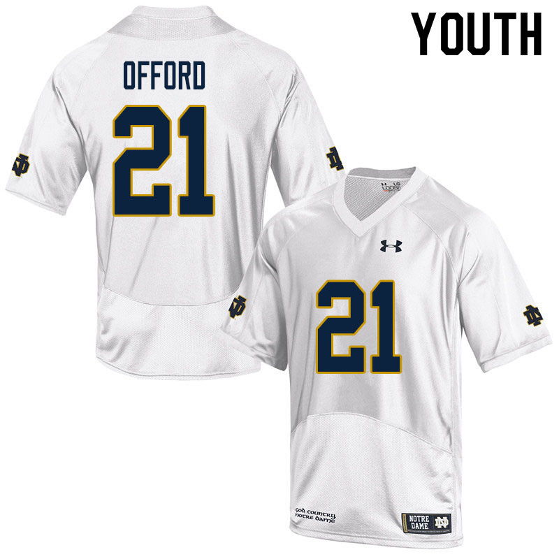 Youth #21 Caleb Offord Notre Dame Fighting Irish College Football Jerseys Sale-White - Click Image to Close